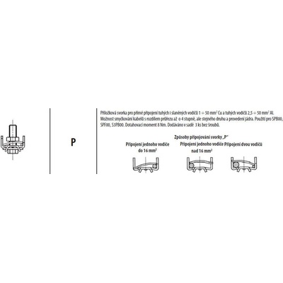OEZ OEZ:07353 Svorka P (sada 3 ks) CS-SP-3P příložkové svorky pro 2×(1-50 mm2) Cu/Al, sada 3 ks