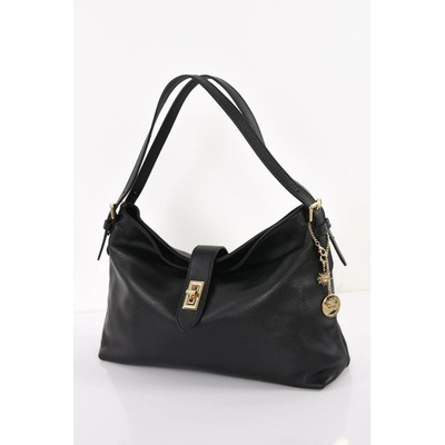 PECA del SOL ČERNÁ kožená HOBO BAG kabelka