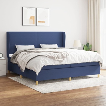 vidaXL Боксспринг легло с матрак, синьо, 200x200 см, плат (3128395)