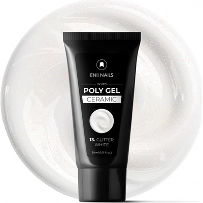 Enii Nails Glitter Poly gel Ceramic 13 Glitter White 30 ml