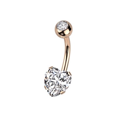 Šperky4U Zlacený piercing do pupíku srdce BS1064-RDC