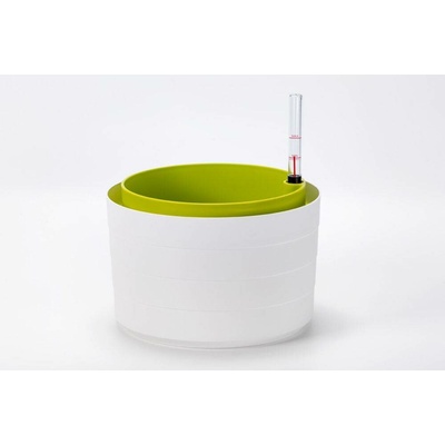 Plastia Samozavlažovací květináč Berberis 30 cm bez závěsu bílá/zelený