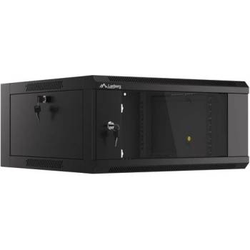 Lanberg Комуникационен шкаф Lanberg rack cabinet 19" wall-mounted 4U 600 fast assembly (flat pack) black (WFFA-5604-10B)