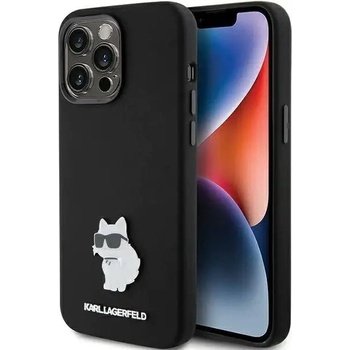 KARL LAGERFELD Кейс Karl Lagerfeld Silicone Choupette Metal Pin за iPhone 15 Pro, черен (KXG0078879)