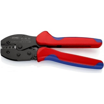 KNIPEX Клещи за кримпване на кабелни накрайници 0.1-2.5мм2 неизолирани, закалени, синьо-червена ръкохватка 220мм, с пружина, Knipex (K975234)