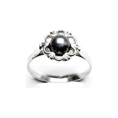 Čištín stříbrný přírodní říční perla černá T 1525