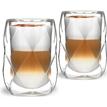 Vialli Design GEO dvojstenné sklenené termo poháre na kávu a čaj 2 x 250 ml