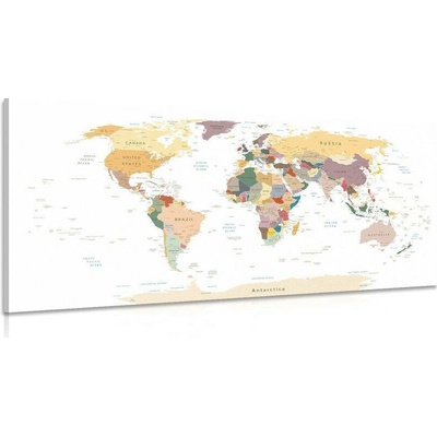 Obraz mapa s názvy - 120x60