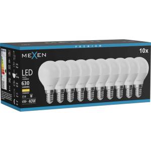 Mexen Nova 10x LED крушка E14, G45, 6W, Топло - 3000K, 630 lm - L101-E14-0630-01x10 (L101-E14-0630-01x10)