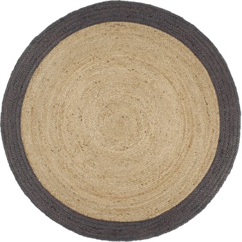 vidaXL Ръчно тъкан килим от юта, тъмносив кант, 210 см (343606)