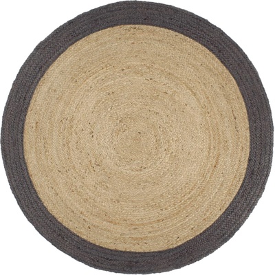 vidaXL Ръчно тъкан килим от юта, тъмносив кант, 210 см (343606)