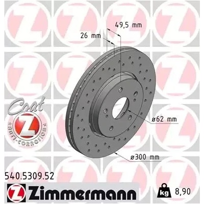 ZIMMERMANN Brzdový kotouč SPORT COAT Z - 300 mm ZIM 540.5309.52