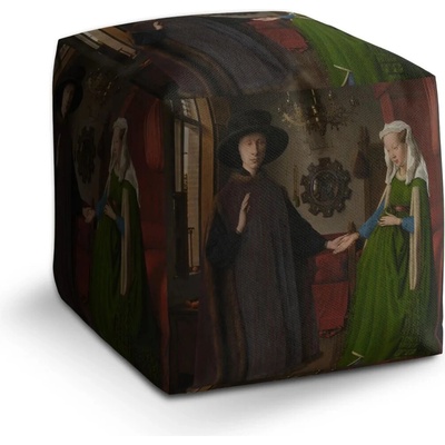 Sablio Taburet Cube Svatba manželů - Jan van Eyck - 60x60x60 cm