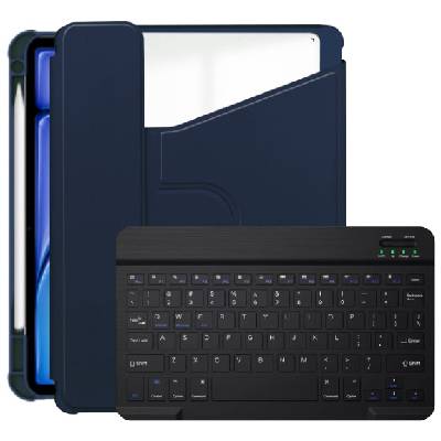 Въртящ се калъф 360° с клавиатура и място за Apple Pencil за iPad Pro 13" (2024/2025) - тъмносин (78180)