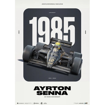 Umělecký tisk Ayrton Senna Classic Team Lotus 97T - 30 YEARS OF LEGACY - Limited Edition Poster, Automobilist, 50 × 70 cm