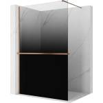 Mexen Kioto+ душ стена с рафт Walk-in 130 x 200 см, омбре черно 8 мм, четкана мед (800-130-121-65-76)