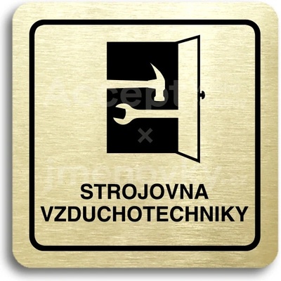 ACCEPT Piktogram strojovna vzduchotechniky - zlatá tabulka - černý tisk