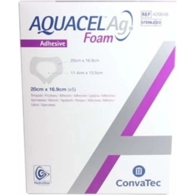 AQUACEL Ag Foam adhezívne penové krytie 16,9x20 cm 5 ks
