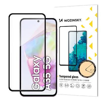 Скрийн протектор от закалено стъкло Wozinsky Full Glue за Samsung Galaxy A35, с черна рамка (Wozinsky Tempered glass Full Glue Samsung A35 Black)