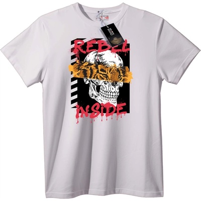NOONEBRAND Тениска Бунтар Череп Тигър - 2XL, White