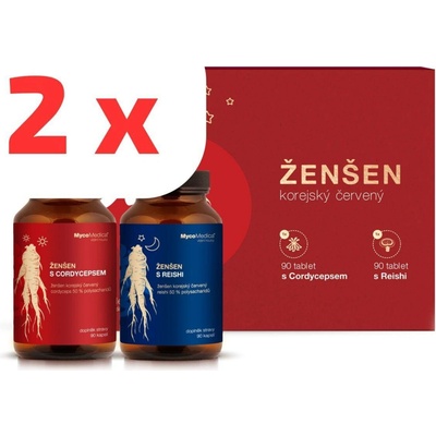 MycoMedica Korejský ženšen + Cordyceps a Reishi 4 x 90 kapslí 2 x dárková sada
