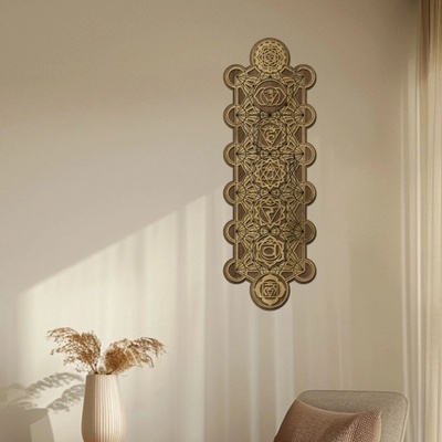 dřevo života Dřevěná dekorace Čakrový panel Rozměry (cm): 20x60, Zvolte barvu dekoru: Dub zlatý-Ořech