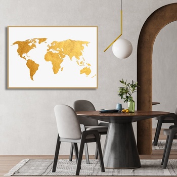 Image 1 of Decono Картина Карта на Света в Бяло и Златно