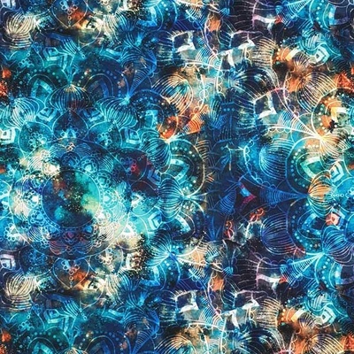 Úplet N6156 smaragdovo-modrý, mandaly, š.145