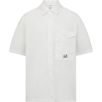 CP COMPANY Риза с къс ръкав CP COMPANY Short Sleeve Poplin Shirt - Gauze White 103