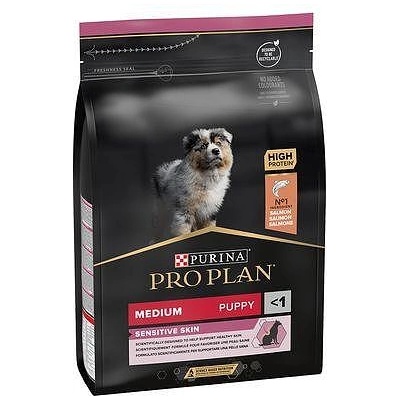 Purina PRO PLAN Medium Puppy Sensitive Skin- за кученца от средни породи с чувствителна кожа - сьомга- 3 кг