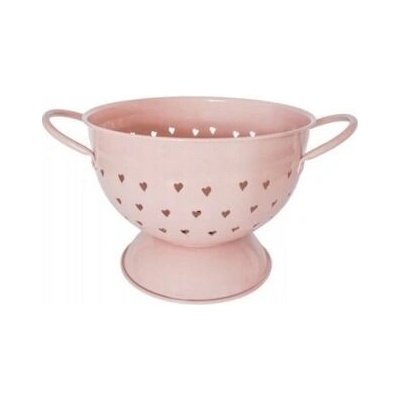 Růžový kovový cedník se srdíčky 21 cm - Isabelle Rose