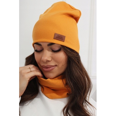 Fashionweek dámský set dámská čepice a šála S2651 hořčičný