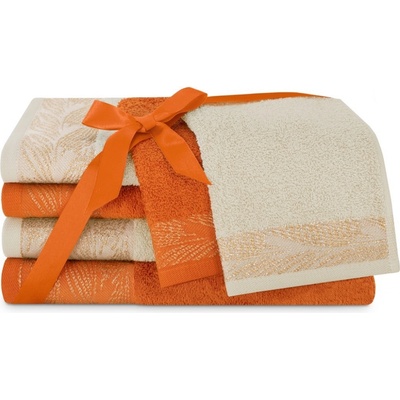 AmeliaHome Sada ručníků ALLIUM klasický styl oranžová viac rozmerov 6 ks