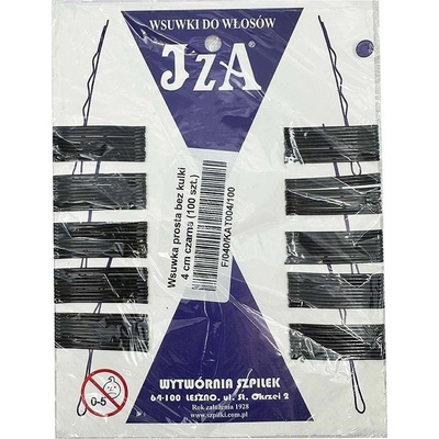 Straight ball-less hair grip - 40 mm 100 ks farba Black