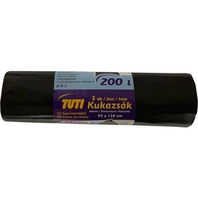 TUTI Vrecia na odpadky extra silné 200 l 38µm Mega 5 ks čierna