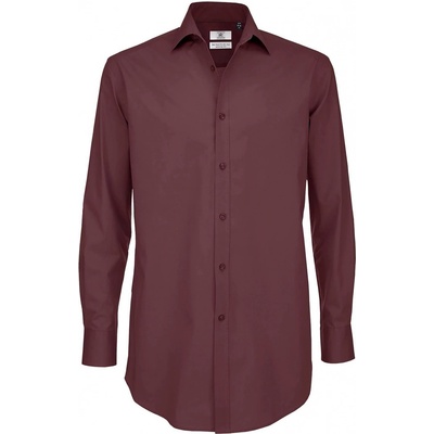 B&C Black Tie pánská košile dlouhý rukáv BK130806 tmavě červená