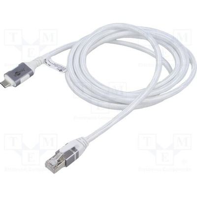Goobay 74176 USB 3.1, RJ45 vidlice,USB C vidlice, niklovaný, 2m, bílý