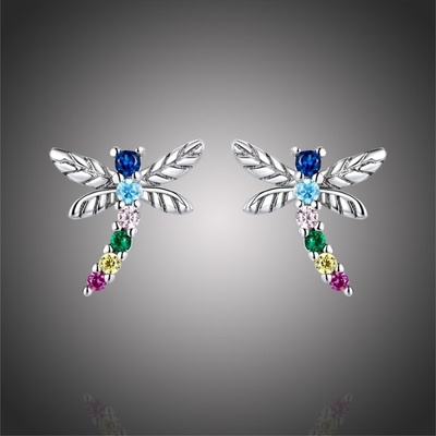 Grace Silver Jewellery stříbrné se zirkony Jolanda vážka E-BSE515 barevná/více barev