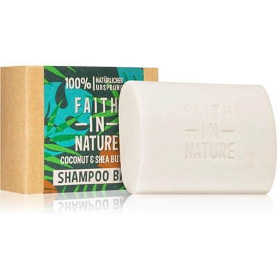 Faith in Nature Coconut & Shea Butter органичен твърд шампоан придаващ хидратация и блясък 85 гр