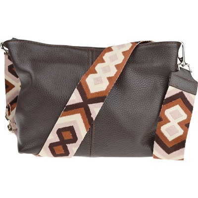 NovaKabelka.sk Batilda Cafe s prídavným popruhom II kožená talianska crossbody kabelka cafe