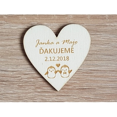 LYMFY | Svadobné magnetky B tučniaci 55x55x3mm | prírodné drevo