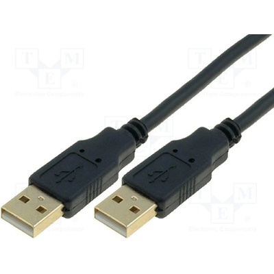 VCom CU203G-B-030-PB USB 2.0, USB A vidlice, z obou stran, zlacený, 3m, černý