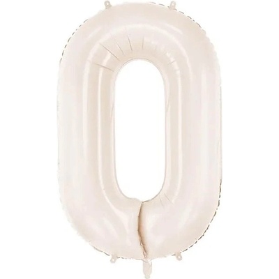 PartyDeco Balónek fóliový číslo 0 světle teplá béžová 86 cm