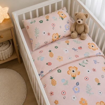 Takoy obliečky 135 x 100 cm kvety na ružovej Elia premium satén-HT-00881 100 x 135 cm 60 x 40 cm