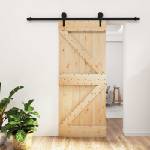 vidaXL Преплъзваща се врата 85 x 210 cm Естествено и черно (3445150)