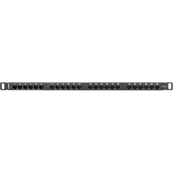 Lanberg Пач панел, Lanberg patch panel 24 port 0.5U CAT. 6, black (PPU6-0024-B)