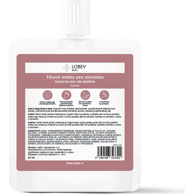 LOBEY Baby Tester Telové mlieko pre bábätká 20 ml