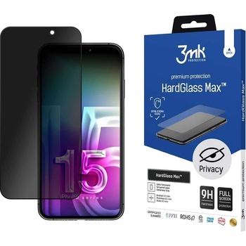 3mk Protection Скрийн протектор от закалено стъкло 3mk HardGlass Max Privacy за Apple iPhone 15 Plus, с филтър за поверителност (KXG0073683)