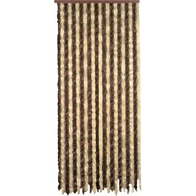Závěs do dveří, flauš, hnědo béžový, 90x200 cm