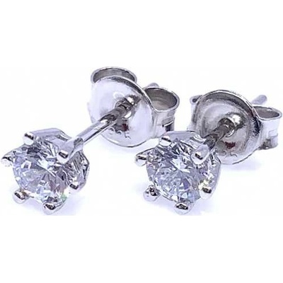Jan Kos jewellery stříbrné náušnice s bílým kamenem 12119809